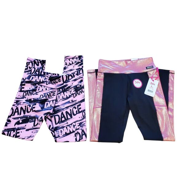 Justice Full Length Leggings with Side Shine Large 12/14 Tech Pocket BOGO - Picture 1 of 12